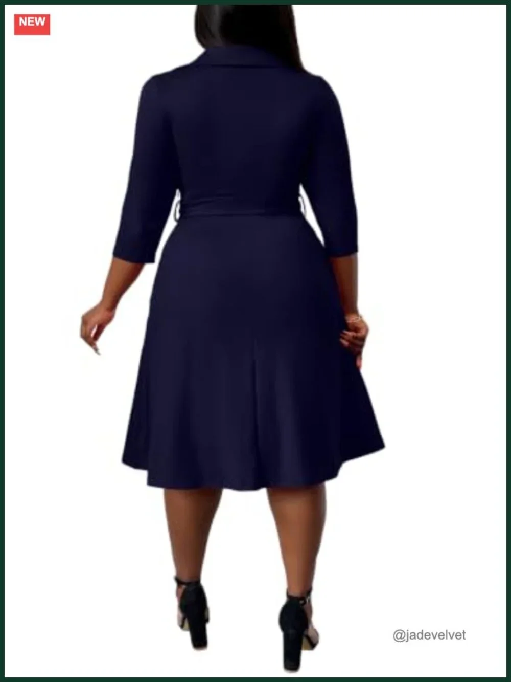 Plus Size Midi Dress Fit & Flare with Pockets and Belt 95% Polyester 5% Spandex